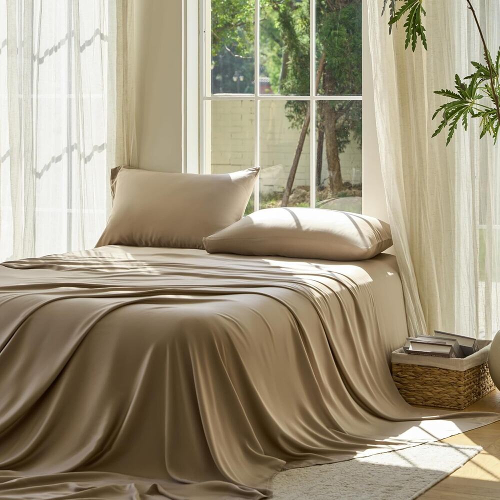 NWT Sijo DOZ Bamboo Sheet Set 3 Piece - 1 Sheets 2 Pillowcases Dune Cali King